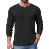 COOFANDY Mens Henley Shirts Long Sleeve Lightweight Buttons T-Shirts Casual Basic Pullover Top(Black)