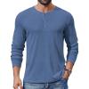 COOFANDY Mens Henley Shirts Long Sleeve Lightweight Buttons T-Shirts Casual Basic Pullover Top(Blue)