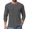 COOFANDY Mens Henley Shirts Long Sleeve Lightweight Buttons T-Shirts Casual Basic Pullover Top(Dark Grey)