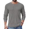 COOFANDY Mens Henley Shirts Long Sleeve Lightweight Buttons T-Shirts Casual Basic Pullover Top(Gray)