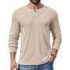 COOFANDY Mens Henley Shirts Long Sleeve Lightweight Buttons T-Shirts Casual Basic Pullover Top(Light Khaki)
