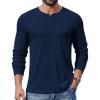 COOFANDY Mens Henley Shirts Long Sleeve Lightweight Buttons T-Shirts Casual Basic Pullover Top(Navy Blue)