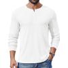 COOFANDY Mens Henley Shirts Long Sleeve Lightweight Buttons T-Shirts Casual Basic Pullover Top(White)