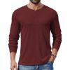 COOFANDY Mens Henley Shirts Long Sleeve Lightweight Buttons T-Shirts Casual Basic Pullover Top(Wine Red)