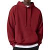 COOFANDY Men’s Hooded Sweatshirts Long Sleeve Casual Pullover Hoodie Waffle Knit Sweatshirt with Pocket(Wine Red)