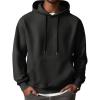 COOFANDY Men’s Hooded Sweatshirts Long Sleeve Casual Waffle Knit Pullover Hoodies with Kanga Pocket(Black)