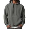 COOFANDY Men’s Hooded Sweatshirts Long Sleeve Casual Waffle Knit Pullover Hoodies with Kanga Pocket(Dark Grey)