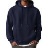 COOFANDY Men’s Hooded Sweatshirts Long Sleeve Casual Waffle Knit Pullover Hoodies with Kanga Pocket(Navy Blue)