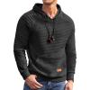 COOFANDY Mens Hoodies Pullover Casaul Long Sleeve Drawstring Waffle Knit Hooded Sweatshirt with Kanga Pocket(Black)