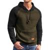 COOFANDY Mens Hoodies Pullover Casaul Long Sleeve Drawstring Waffle Knit Hooded Sweatshirt with Kanga Pocket(Green&black)