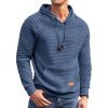COOFANDY Mens Hoodies Pullover Casaul Long Sleeve Drawstring Waffle Knit Hooded Sweatshirt with Kanga Pocket(Grey Blue)
