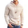 COOFANDY Mens Hoodies Pullover Casaul Long Sleeve Drawstring Waffle Knit Hooded Sweatshirt with Kanga Pocket(Light Khaki)