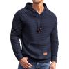 COOFANDY Mens Hoodies Pullover Casaul Long Sleeve Drawstring Waffle Knit Hooded Sweatshirt with Kanga Pocket(Navy Blue)