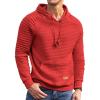 COOFANDY Mens Hoodies Pullover Casaul Long Sleeve Drawstring Waffle Knit Hooded Sweatshirt with Kanga Pocket(Red)
