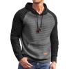 COOFANDY Mens Hoodies Pullover Casaul Long Sleeve Drawstring Waffle Knit Hooded Sweatshirt with Kanga Pocket(Red&black)