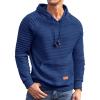 COOFANDY Mens Hoodies Pullover Casaul Long Sleeve Drawstring Waffle Knit Hooded Sweatshirt with Kanga Pocket(Royal Blue)