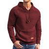 COOFANDY Mens Hoodies Pullover Casaul Long Sleeve Drawstring Waffle Knit Hooded Sweatshirt with Kanga Pocket(Wine Red)