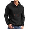 COOFANDY Mens Hoodies Sweatshirts Long Sleeve Fashion Waffle Knit Pullover Hoodie with Pocket(Black)