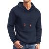COOFANDY Mens Hoodies Sweatshirts Long Sleeve Fashion Waffle Knit Pullover Hoodie with Pocket(Navy Blue)