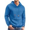 COOFANDY Mens Hoodies Sweatshirts Long Sleeve Fashion Waffle Knit Pullover Hoodie with Pocket(Ocean Blue)