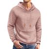 COOFANDY Mens Hoodies Sweatshirts Long Sleeve Fashion Waffle Knit Pullover Hoodie with Pocket(Pale Pink)