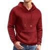 COOFANDY Mens Hoodies Sweatshirts Long Sleeve Fashion Waffle Knit Pullover Hoodie with Pocket(Red)