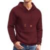 COOFANDY Mens Hoodies Sweatshirts Long Sleeve Fashion Waffle Knit Pullover Hoodie with Pocket(Wine Red)