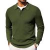 COOFANDY Men’s Knit Polo Long Sleeve Sweaters Collared Polo Sweater Casual Dress Pullover Fashion Golf Sweaters(Army Green)