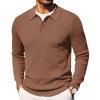 COOFANDY Men’s Knit Polo Long Sleeve Sweaters Collared Polo Sweater Casual Dress Pullover Fashion Golf Sweaters(Ash Brown)