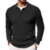 COOFANDY Men’s Knit Polo Long Sleeve Sweaters Collared Polo Sweater Casual Dress Pullover Fashion Golf Sweaters(Black)