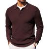 COOFANDY Men’s Knit Polo Long Sleeve Sweaters Collared Polo Sweater Casual Dress Pullover Fashion Golf Sweaters(Brown)