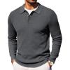 COOFANDY Men’s Knit Polo Long Sleeve Sweaters Collared Polo Sweater Casual Dress Pullover Fashion Golf Sweaters(Dark Grey)