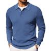 COOFANDY Men’s Knit Polo Long Sleeve Sweaters Collared Polo Sweater Casual Dress Pullover Fashion Golf Sweaters(Grey Blue)