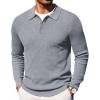 COOFANDY Men’s Knit Polo Long Sleeve Sweaters Collared Polo Sweater Casual Dress Pullover Fashion Golf Sweaters(Light Grey)