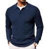 COOFANDY Men’s Knit Polo Long Sleeve Sweaters Collared Polo Sweater Casual Dress Pullover Fashion Golf Sweaters(Navy Blue)