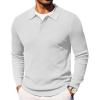 COOFANDY Men’s Knit Polo Long Sleeve Sweaters Collared Polo Sweater Casual Dress Pullover Fashion Golf Sweaters(White)