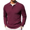 COOFANDY Men’s Knit Polo Long Sleeve Sweaters Collared Polo Sweater Casual Dress Pullover Fashion Golf Sweaters(Wine Red)
