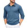 COOFANDY Mens Knit Polo Shirts Casual Long Sleeve Classic Polo Shirts Button Down Golf Shirts(Dark Blue)