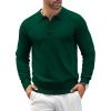 COOFANDY Mens Knit Polo Shirts Casual Long Sleeve Classic Polo Shirts Button Down Golf Shirts(Dark Green)