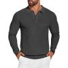 COOFANDY Mens Knit Polo Shirts Long Sleeve Sweater Casual Polo Shirts Lightweight Collared T Shirts(Dark Grey)