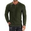 COOFANDY Men’s Knit Polo Shirts Long Sleeve Sweater Polo Lightweight Fashion Casual Collared T Shirts Army Green