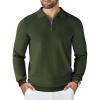 COOFANDY Mens Knit Polo Sweater Casual Long Sleeve Quarter Zip Polo Sweater Classic Golf Shirts(Army Green)