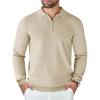 COOFANDY Mens Knit Polo Sweater Casual Long Sleeve Quarter Zip Polo Sweater Classic Golf Shirts(Beige)
