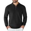 COOFANDY Mens Knit Polo Sweater Casual Long Sleeve Quarter Zip Polo Sweater Classic Golf Shirts(Black)