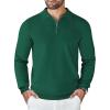 COOFANDY Mens Knit Polo Sweater Casual Long Sleeve Quarter Zip Polo Sweater Classic Golf Shirts(Dark Green)