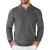COOFANDY Mens Knit Polo Sweater Casual Long Sleeve Quarter Zip Polo Sweater Classic Golf Shirts(Dark Grey)