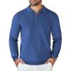 COOFANDY Mens Knit Polo Sweater Casual Long Sleeve Quarter Zip Polo Sweater Classic Golf Shirts(Denim Blue)