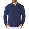 COOFANDY Mens Knit Polo Sweater Casual Long Sleeve Quarter Zip Polo Sweater Classic Golf Shirts(Navy Blue)