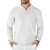 COOFANDY Mens Knit Polo Sweater Casual Long Sleeve Quarter Zip Polo Sweater Classic Golf Shirts(White)