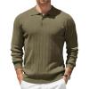 COOFANDY Mens Knit Polo Sweater Long Sleeve Polos Lightweight Casual Dress Pullover Sweaters(Army Green)